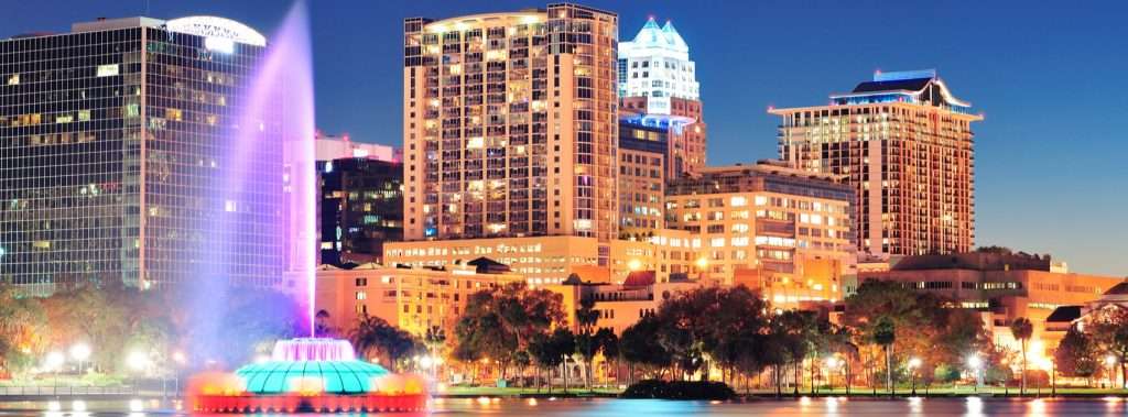 lake eola at night fountain